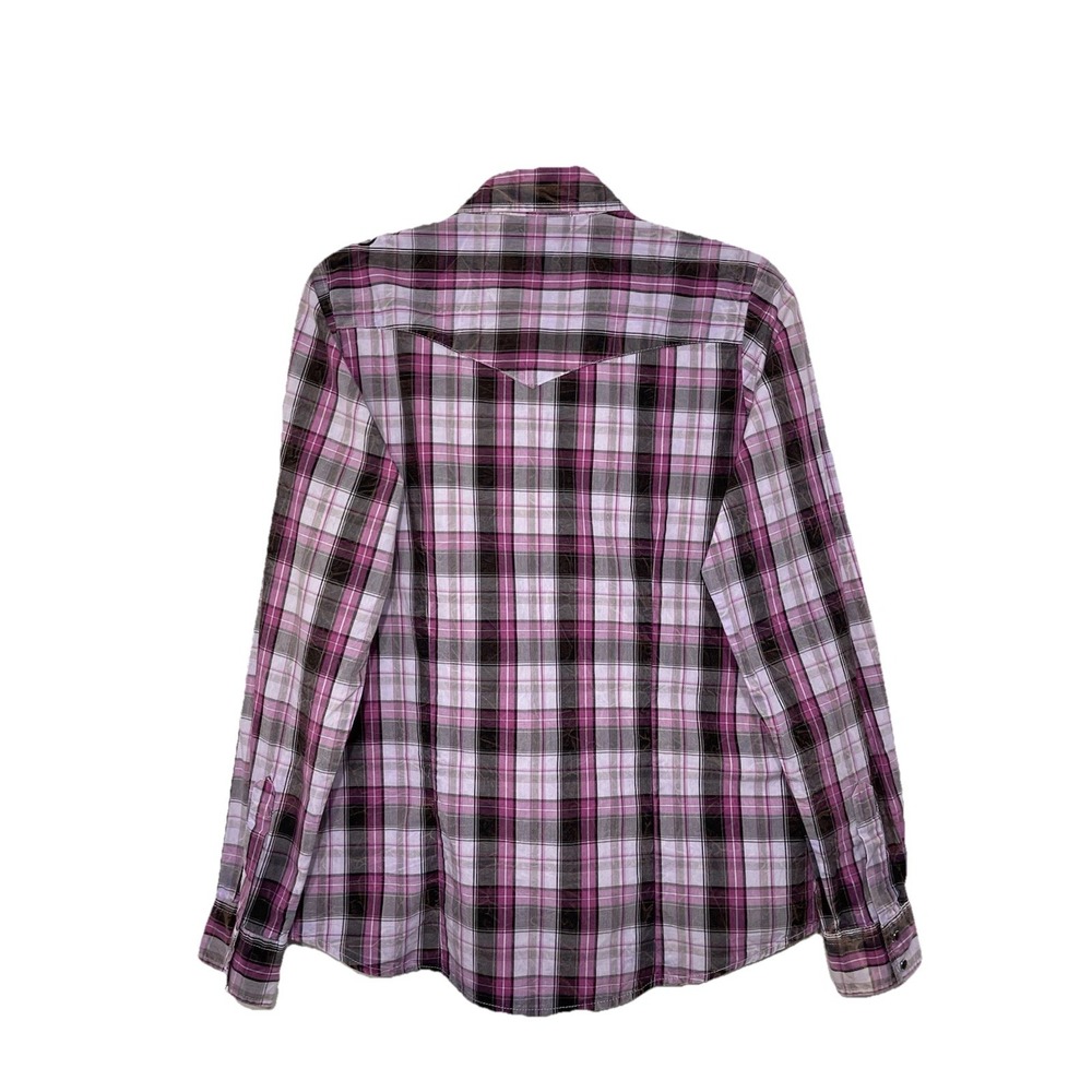 Shyanne Womens Pearl Snap Shirt Size XL Western Embroidered Rodeo Purple Plaid - Picture 2 of 7
